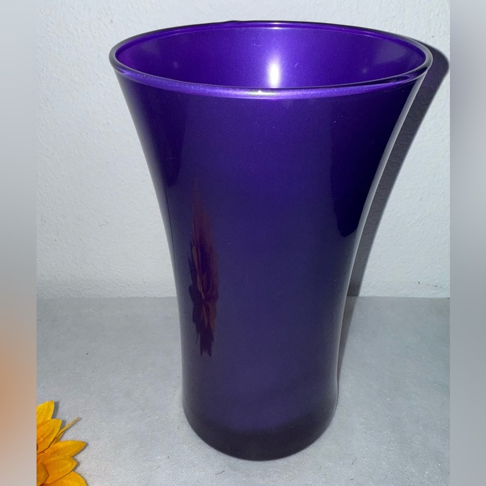 9”Purple Opaque glass vase.